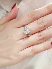 1pc Fashion Cubic Zirconia Women's Ring, Suitable For Wedding, Engagement, Valentine's Day, Party Gift - White - View 7