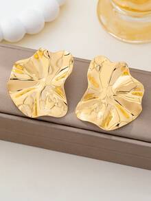 1 Pair Gold Geometric Exaggerated Asymmetrical Earrings For Women - Yellow Gold - View 2
