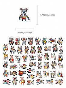 50pcs Abstract Stickers Chic Cartoon Aesthetic For Journal, Phone Case, Tablet, Water Bottle, Desk, Luggage, Waterproof Decals - Multicolor - View 2