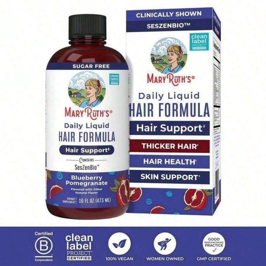 Mary Ruth's Daily Liquid Hair Formula: Sugar-Free, Vegan Hair Support For Thicker, Healthier Hair - 數量 - 查看 1