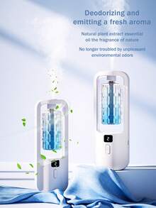 A White Minimalist Automatic Essential Oil Diffuser With Romantic Multi-Color Ambient Lighting And 5 Adjustable Working Modes. This USB Rechargeable Aromatherapy Diffuser Can Serve As An Electric Air Freshener For Hotel, Home, Bedroom, Living Room, Office, Pet Room, And Bathroom Odor Elimination. - White - View 7