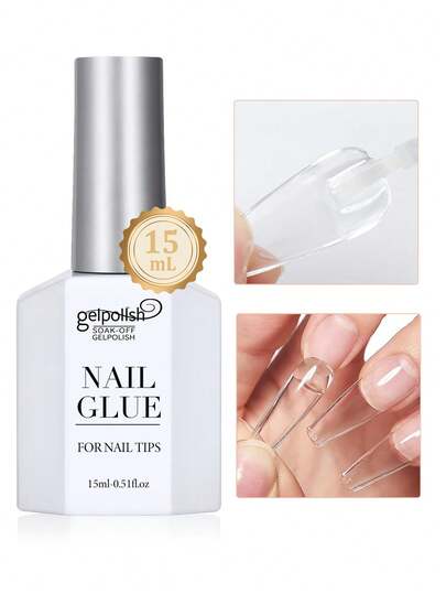 15ml Nail Glue For Nail Tips Nail Supplies Long Lasting Extension Glue For Clear Nail Tips And Clear Press On Nails, Nail Repair, Salon Art DIY At Home Need UV Light Cured