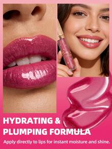 USHAS 保湿唇彩，防水不粘腻，滋养保湿，持久亮泽妆效，细闪液体唇膏，适合所有肤质 - #08 - 查看 3