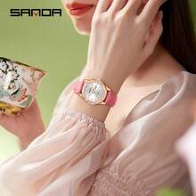 SANDA. Reloj de pulsera exquisito para mujer SANDA, de alta calidad y elegante, hermoso y duradero, preciso y confiable, con diseño de calendario dual, ligero y de moda - 9096 - Ver 4