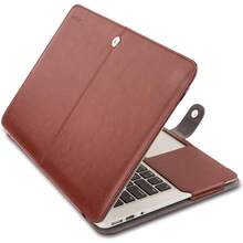 Funda Protectora Compatible con MacBook Air 13 Pulgadas A1369/A1466 Versión Anterior 2010-2017,Premium PU Cuero Libro Folio con - Marrón - Ver 2