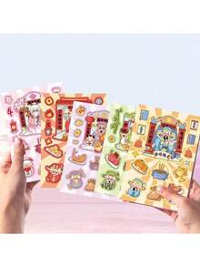 8pcs Original Wealth God Blessing Stickers, Full Family Scrapbooking Supplies, Phone Case Decals, Waterproof For Spring Festival - Multicolor - View 7