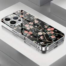 Estuche para teléfono con diseño de flores florecientes Compatible con estuches para teléfonos   17  16 Pro Max  15 Pro Max  13 y  12 Hecho de material de TPU con galvanoplastia transparente y resistente a rayones que brinda protección contra golpes y caídas Un gran regalo para familiares, amigos, seres queridos, novios/novias y para aniversarios - Plateado - Ver 5