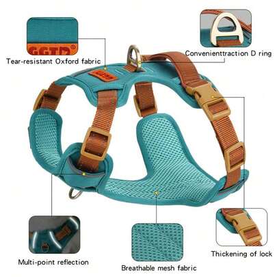 Heavy Duty Tactical Dog Harness Set, Suitable For Large Dogs, Adjustable Anti-Pull Pet Chest Strap Reflective Service Training Easy Control Dog Vest