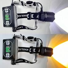 Đèn đội đầu mạnh nhất 600000LM, sử dụng pin sạc 18650, đèn LED cảm biến hồng ngoại, tầm chiếu xa 1500M, đèn lồng cắm trại siêu sáng. - đèn pha - Xem 3