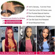 200% High Density Body Wave Wig - 34 Inch Virgin Human Blended Hair, 13x6 13x4 5x5 HD Transparent Lace Front, Pre-Plucked Glueless Wig With Baby Hair For Women, Natural Black & Voluminous Curls - Natural & Black - View 10