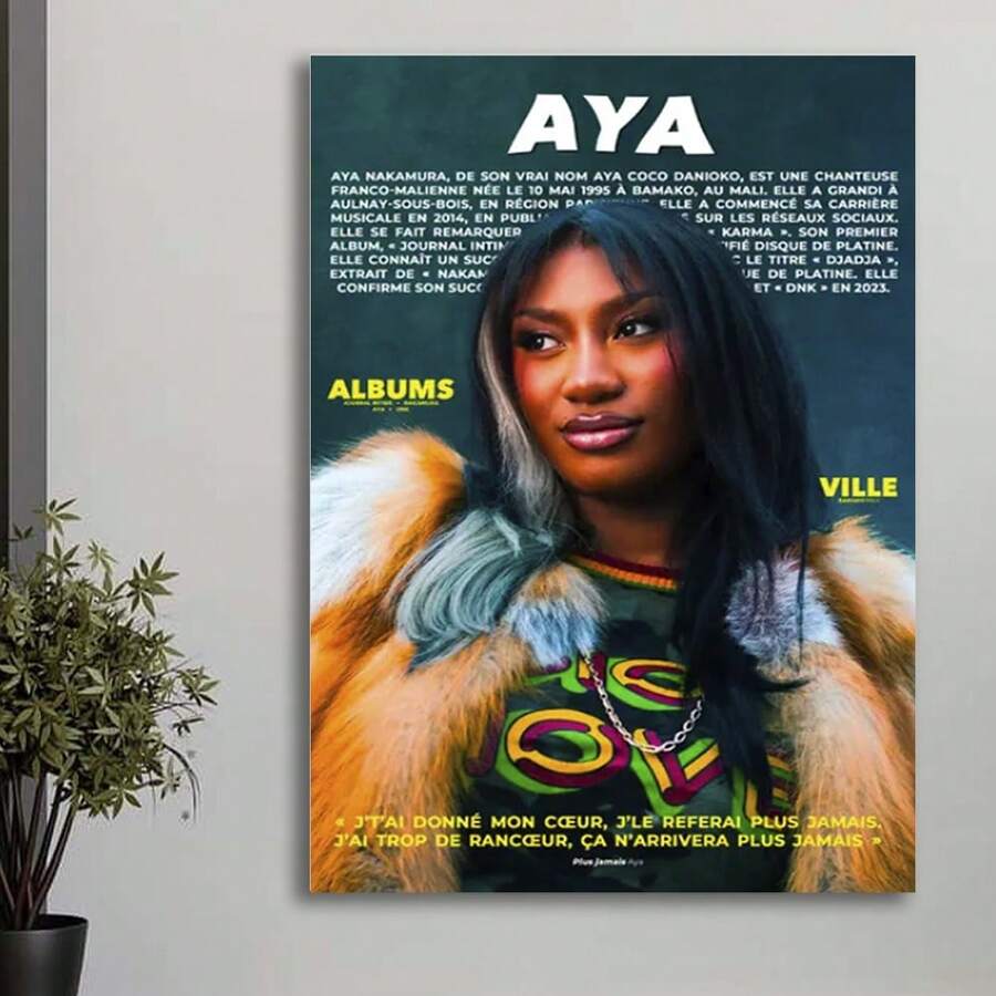 Framed Aya Nakamura Poster | Aya Nakamura Poster | Rapper Poster | Music Artist Poster. Charming Art For Valentine's Day And March – Perfect Picks For Home Decor, Living Room, Kitchen, Bathroom & Room Decor. - In ngẫu nhiên - Xem 1