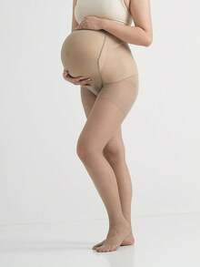 1pc Maternity High Waist Spring & Autumn Pantyhose, Simple Belly Support Stirrup Bottoming Stockings - Multicolor - View 17