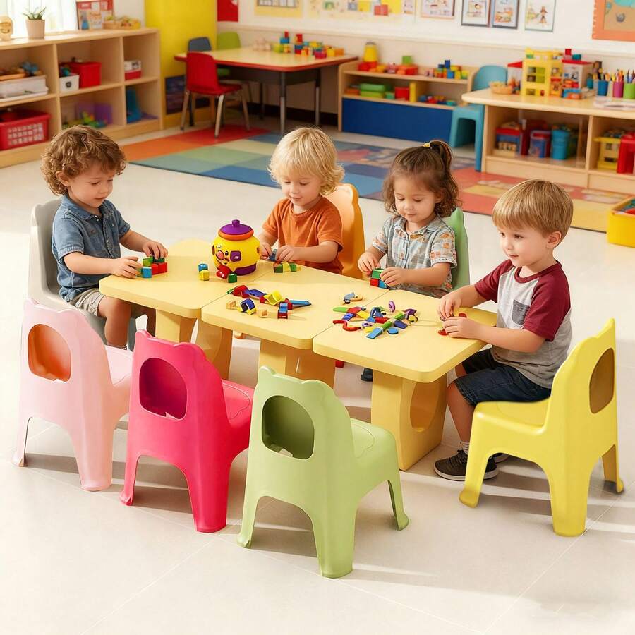 Stackable School Chairs, 6/12Pcs Kids Plastic Classroom Chairs For Toddlers, Colorful Preschool Chairs For Classroom, Daycare, Children's Room, Playroom - Multicolor - View 1