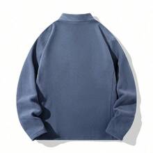 Mubberry Unique Mens Fleece Sweatshirt Jacket Pullover Pockets Warm Winter Jacket Thermal - 藍色 - 查看 2