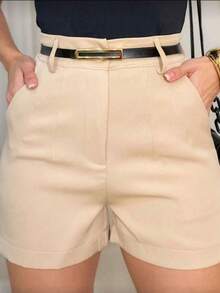 Set Of 3 Elegant Women's Tailored Shorts With Belt 2026 - 黑色\灰色\米色 - 查看 3