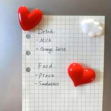 2pcs Modern Heart-Shaped Refrigerator Magnets, Cute Decorative Stickers For Kitchen, Office, Whiteboard, Storage Cabinet, Dishwasher, Home Decor, Mother's Day Gift - Red - View 2