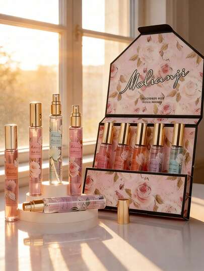 20毫升 MOLIANJI 限量版花香室内空气清新喷雾。5种不同香型。持久留香的前调、中调和后调。多层次香氛提升。提神醒脑喷雾，玫瑰、康乃馨、柠檬、麝香。持久、自然、清新的香气。适用于约会、派对、聚会、旅行、假期、居家、酒店、办公室等场合。馈赠亲友的理想之选。