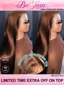 28 Inch Straight HD Lace Front Wigs Human Blended Hair Pre Plucked 12A 200 Density 13x4 13x6 5x5 Transparent Lace Frontal Wig With Baby Hair 4# Chocolate Dark Brown For Women - Brown - View 2