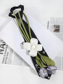 1pc Women's Fashion Red/Pink/Green Rhinestone 3D Flower Choker Necklace, Suitable For Party, Banquet, Gathering, Personalized, Daily Wear - Multicolor - View 10