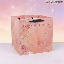 Oil Painting Handbag, Square Flower Bouquet Wrapping Hug Bag, Multi-Functional Large Capacity Handbag, Gift Packaging Bag, Wedding, Party, Holiday Gift Bag Packaging - Multicolor - View 6