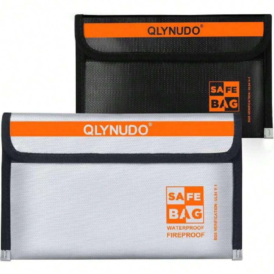 Small Fireproof Money Bag For Cash (8x5") - 2 Pack Fireproof  Accessories, 2200°F Non-Itchilicone Pouch For Passport & Jewelry, Water Resistant Grab-And-Go Security Bag For Home  & Travel,41420001 - Black - View 1
