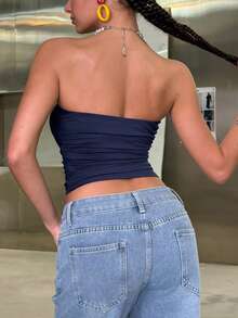 Top de tirantes sin mangas con estampado de estrellas azul marino, uso casual para verano, primavera, fiestas en la playa, resort, club - Azul Marino - Ver 2