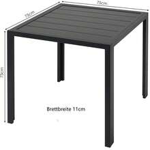 Weatherproof Aluminum Garden Table, Balcony Table, Outdoor Dining Table For Patios, Gardens, And Balconies, Black, 75x75 Cm - Black - View 2
