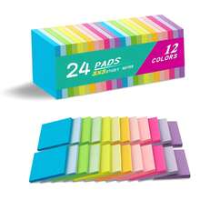 (24 hojas) Notas adhesivas de colores de 3" X 3", adecuadas para el hogar, la oficina y los cuadernos - Multicolor - Ver 1