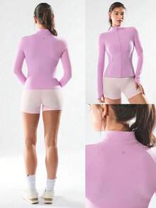 Slim-It Streamline Performance Secure Pockets Zip Up Long Sleeve Jacket Low Impact Yoga Daily Fall Glowmode Gym Clothes Women - Purple - View 8