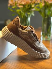 Women's Casual Platform Sneakers - Stylish, Comfortable, Lightweight, Soft - Blogger Style - 摩卡棕 - 查看 2