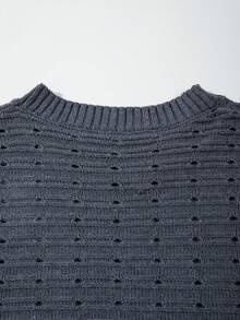 ANDREILEE Camiseta de punto de manga corta para hombre/unisex, estilo casual holgado minimalista, color liso, diseño de cuadrícula cuadrada hueca, versátil, streetwear, para ir al trabajo, cuello redondo, suéter gris, temporada de vuelta al colegio, primavera/verano - Gris - Ver 8