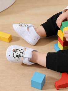 1 Pair Baby Soft Bottom Indoor/Outdoor Toddler Shoes, Suitable For Infant Boys And Girls Learning To Walk - White - View 2
