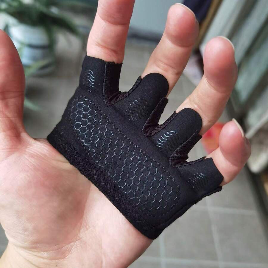 2025 Summer New Outdoor Sports Gloves, Fitness Gloves For Men & Women, Gymnastics Bar Hand Protector, Yoga Training Anti-Callus Gloves, Weightlifting Non-Slip Gloves For Cycling - Black - View 1