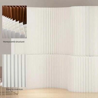 Modern Minimalist Movable And Foldable Kraft Paper Room Divider Screen, Flexible For Placement In Living Rooms, Bedrooms, Shopping Malls, Beauty Salons, And Other Various Settings.