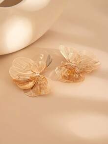 2pcs/Set Elegant Geometric Hollow Metal Flower Charm Jewelry Earrings, Luxurious & Chic, Suitable For Wedding, Party, Vacation, Casual, Street Style, Women & Couples, Holiday, Birthday, Versatile Earring Gift - Earring - View 6