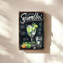 Retro Gimmler Cocktail Blackboard Metal Sign - Country Style Iron Wall Art With Hand-Painted Mojito And Soda Recipes, 19.99x 30.0cm , Perfect For Home Bar, Garage Or Office Decoration - Ideal Gift For Men, Husband, Boyfriend On Birthdays, Anniversaries, Father's Day, Bar Decoration, Garage Decoration, Retro Design, Anniversary Gift - 多色 - 查看 8