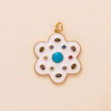 1pc INS Fashion Flower, Lucky Clover, Heart Zirconia Small Flower Rose Pendant, 18K Gold Plated, Waterproof And Fade-Resistant, DIY Jewelry Accessory, Necklace, Bracelet, Earring, Keychain, Bag, Women Jewelry, Wallet Charm, Small Pendant, Gift - Multicolor - View 10