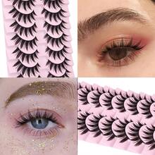 10 Pairs Manga Eyelashes Japanese Anime Thick Cosplay Eyelashes Natural Style 15MM Thick Eyelashes 8D Long Thin Style Imitation Mink Eyelashes Full Volume Doll Eyelashes - 10雙 - 查看 10