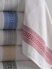 6 PCs 50x90cm - Greek Pattern Hand Towel Set - 100% Cotton - Multicolor - View 3