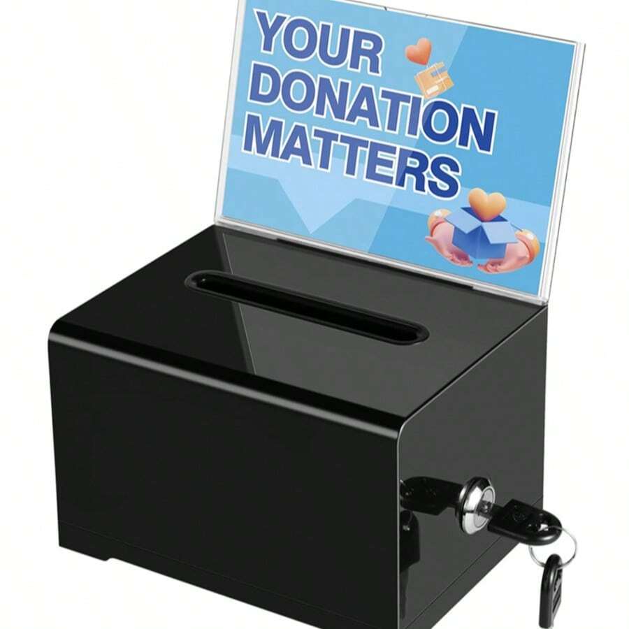 Acrylic Lockable Donation Box, Customized Fundraising Box, Heart-Shaped Donation Box, Merit Box, School Company Opinion Voting Box - Multicolor - View 1