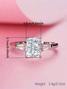 1pc Fashion Cubic Zirconia Women's Ring, Suitable For Wedding, Engagement, Valentine's Day, Party Gift - White - View 9