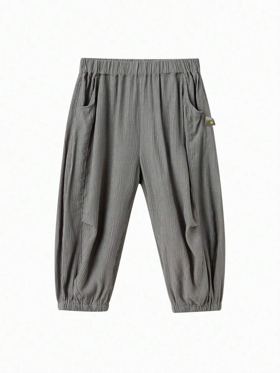 Balabala 儿童降落伞裤，男童褶皱设计，2026夏季慢跑裤 - 品灰 - 查看 1