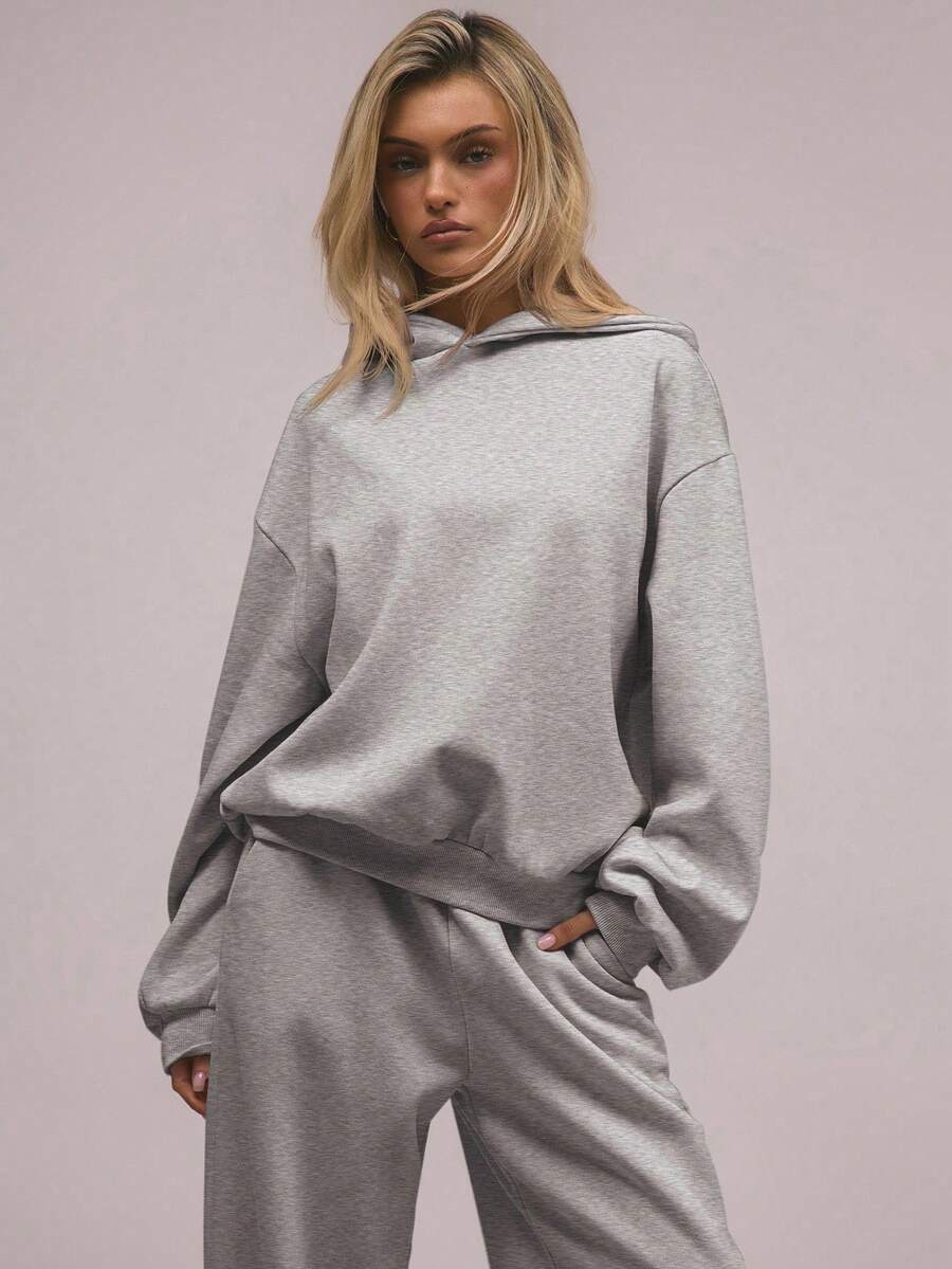 Women's Oversized Hooded 2 Piece Tracksuit Casual Loose Fit Hoodie And Wide Leg Pants Set Women's Casual Oversized 2 Piece Hooded Tracksuit Loose Fit Hoodie And Wide Leg Pants Loungewear Summer Casual: Oversized Hoodie Tracksuit For Women 2 Piece Casual Loose Fit Outfit - Xám - Xem 1
