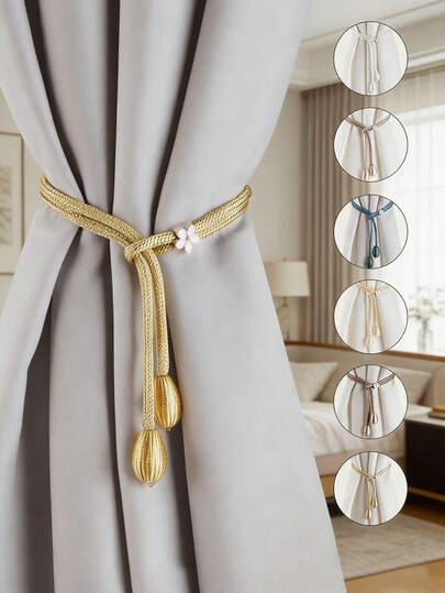 2pcs/4pcs Olive Shaped Curtain Tiebacks, Multiple Colors & Sizes Available, Suitable For Curtain Fixing And Decoration