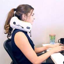 Fully Automatic Neck Massager, U-Shaped Massage Pillow, Neck And Cervical Massager, Suitable For Relaxation, Airplane, Car, Travel, Office, Home, Holiday Gift, Mother's Day Gift - Grey - View 7