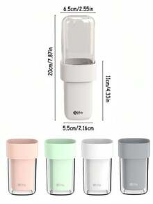 Vaso para cepillo de dientes transparente, estuche portátil para cepillo de dientes, almacenamiento de pasta de dientes, vaso de viaje para lavarse, accesorios esenciales para negocios, regreso a la escuela, hogar y viajes - Multicolor - Ver 5