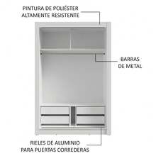 Ropero Closet Madesa Vivare Plus 2 Puertas 1 Espejo Color Blanco - Blanco - Ver 6