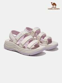 CAMEL CROWN Sandalias casuales para mujer, sandalias deportivas de moda de primavera/verano con ola, zapatos de playa con suela blanda antideslizante y cierre de gancho y bucle - Blanco lechoso/púrpura iris - Ver 7