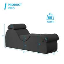 Yoga Chair For Adult,Velvet Fabric Yoga Chaise With Headrest,Waist Cushion, Movable Footrest,Side Pockets,Curved Yoga Chaise Lounge Chair Indoor For Relaxation Stretching - Dark Grey - View 3
