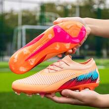Professional Football Shoes For Men, Women, Youth & Students, Match & Training TPU Studs & Spikes, Seamless Adult Soccer Sneakers - Orange - View 5